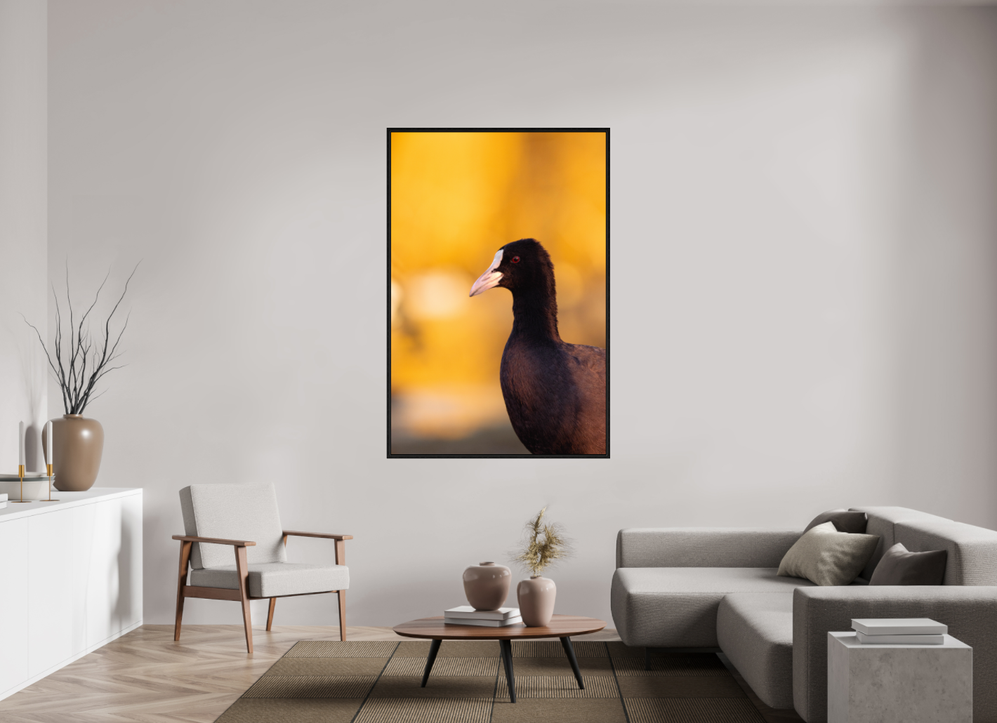 Golden Serenity: A Coot's Portrait