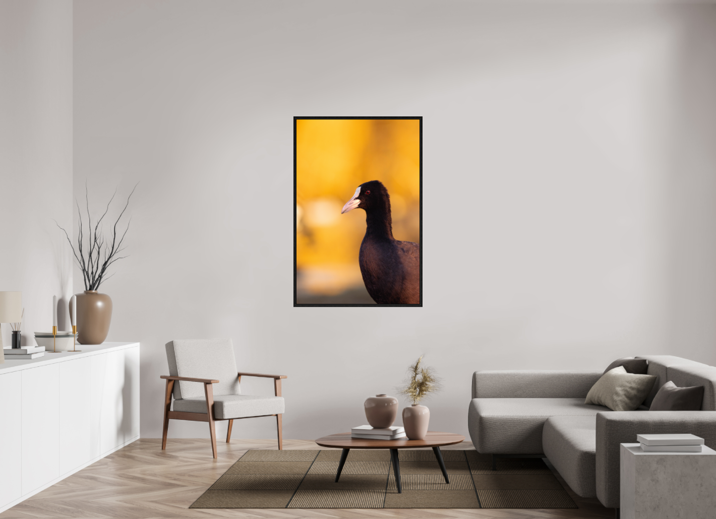Golden Serenity: A Coot's Portrait