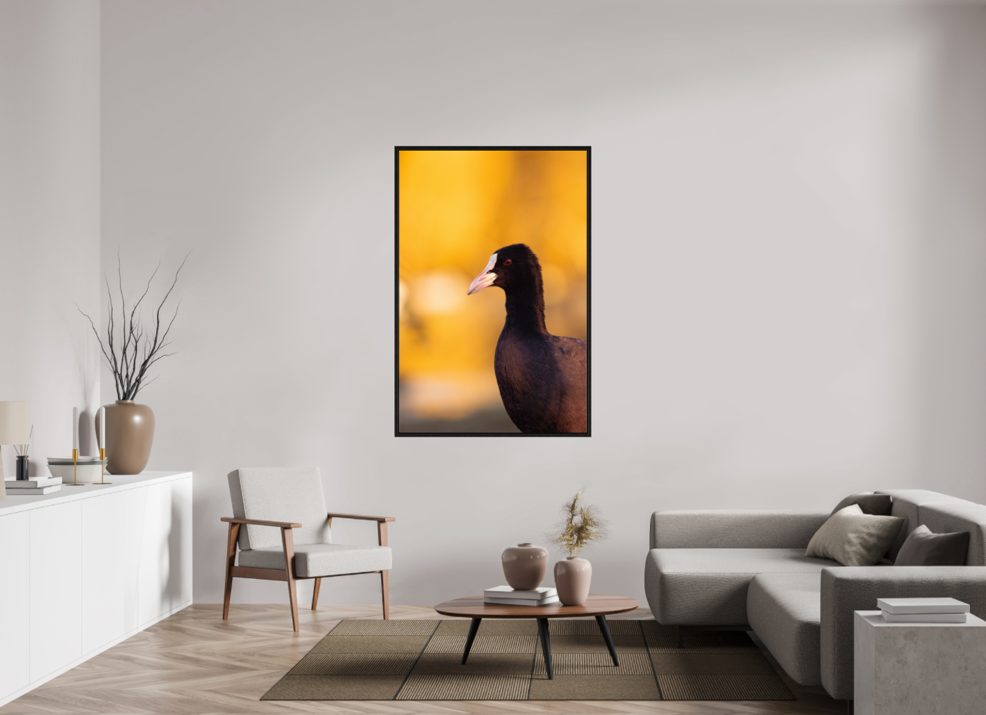 Golden Serenity: A Coot's Portrait
